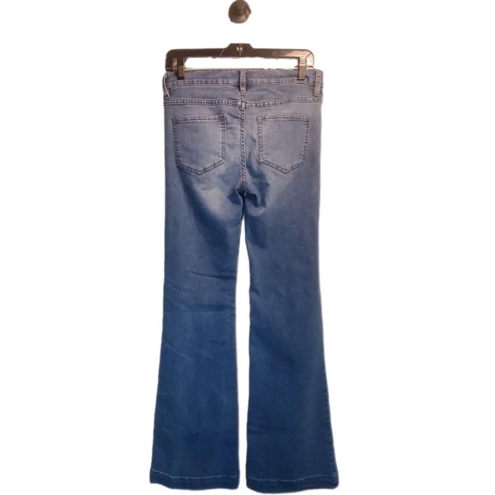 FREE PEOPLE Mid-Rise Flare Stretch Denim Jeans Size 27 Stevie Wash - Picture 5 of 13